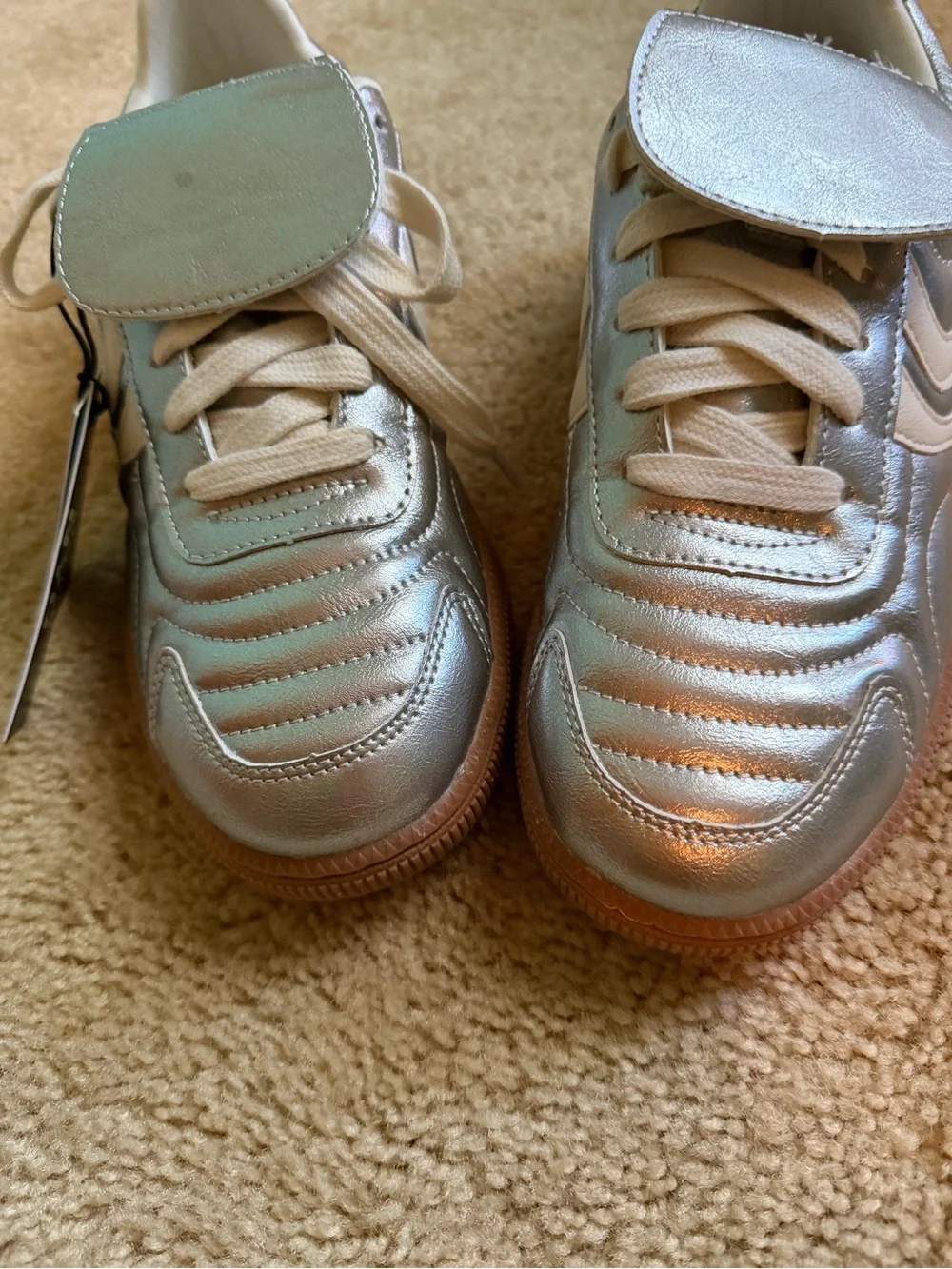 Steve Madden Metallic Silver Sneakers with Gum Sole